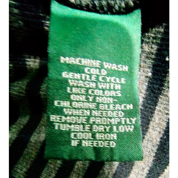 Lauren Jeans Co Heavy Knit Striped V-Neck Long Sleeve Shirt, Blk/Gray, Sz M - Picture 5 of 5